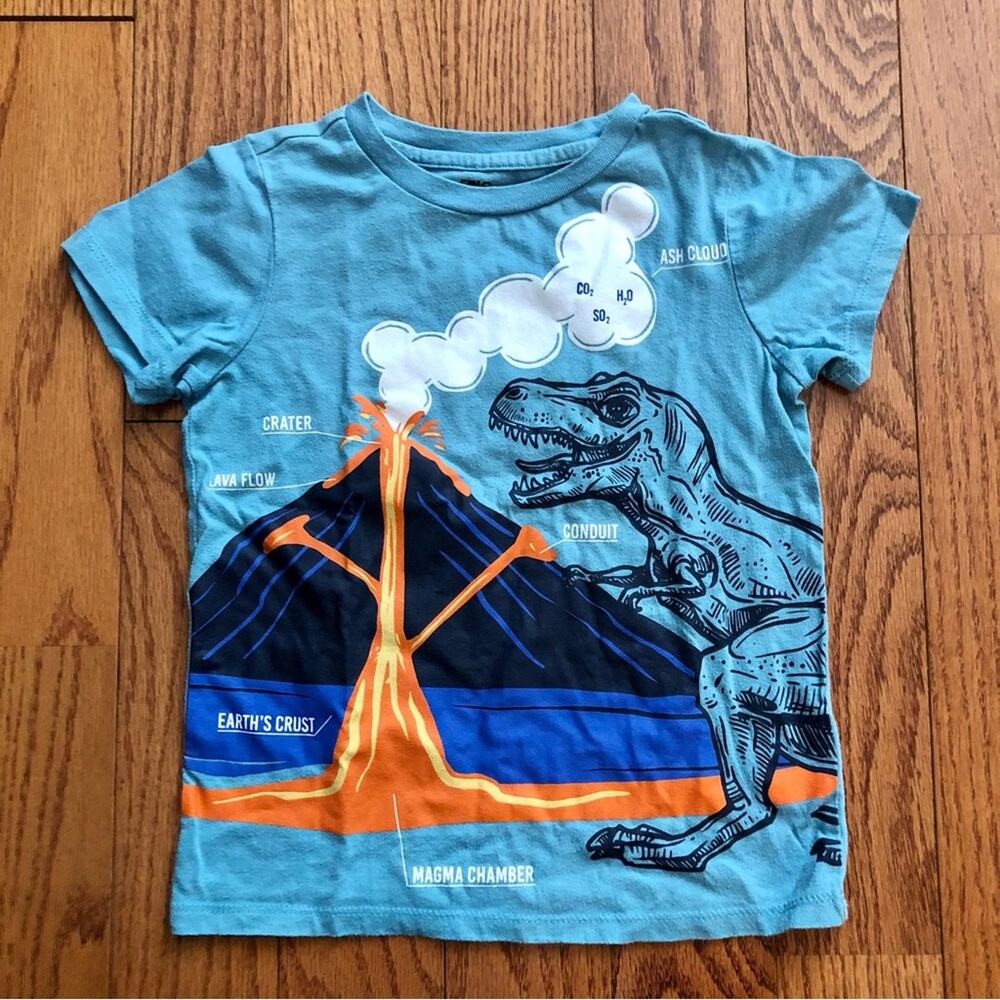 Epic Threads Cotton Casual Light Blue Dinosaur & Volcano Tee-Shirt Boy’s Size 5